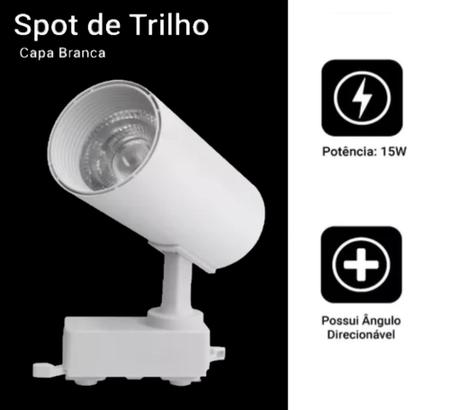 Imagem de Luminária branca Trilho Spot Led 15W 3500K Branco Quente