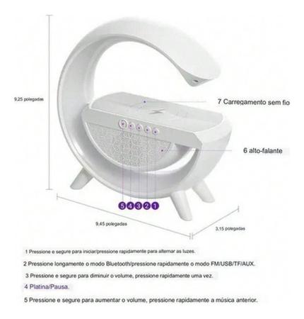 Imagem de Luminária Caixa de Som G Speaker Carregador Indução