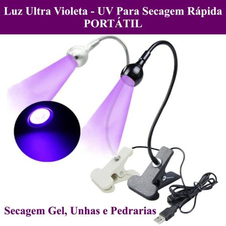 Imagem de Luminária de Led UV Cura Unhas Clip Portatil Secagem Rapida