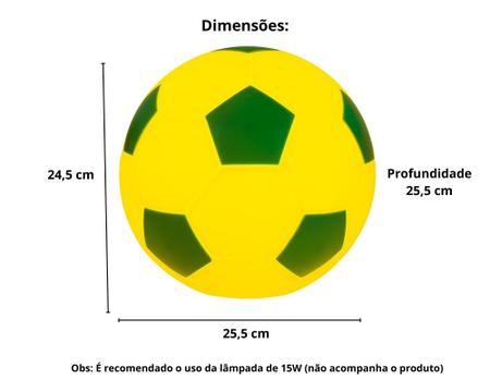 Luminária Bola de Futebol Verde e Amarela