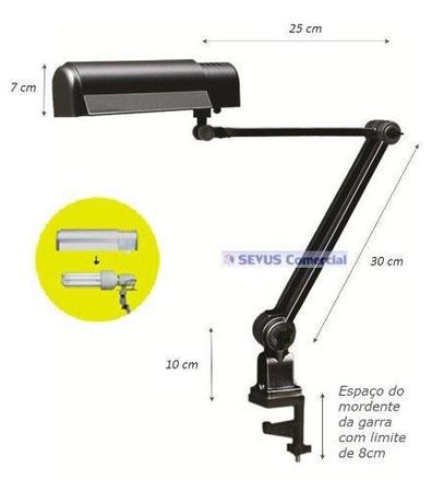 Imagem de Luminária De Mesa Articulada Com Garra Ref. 252 Ilutec