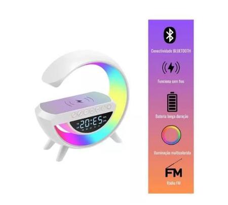 Luminária Led Rgb Rádio Relógio Smart App Bluetooth Usb Fm - Ravan