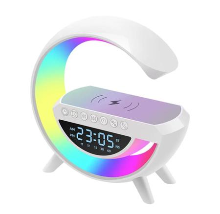 Luminária Led Rgb Rádio Relógio Smart App Bluetooth Usb Fm - Ravan