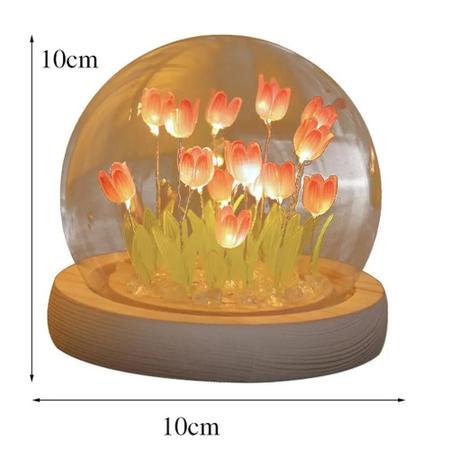 Imagem de Luminária de Mesa Tulipa LED Artesanal - Abajur para Quarto e Decoração