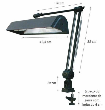 Imagem de Luminária de Prancheta Articulada Com garra e mola Ref. 271 Ilutec