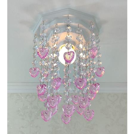 Imagem de Luminária de Teto Decoração Quartinho Feminino Coração Rosa Lustre para Decorar Quarto Infantil de Menina Bebê