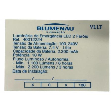 Imagem de Luminaria emergencia 2 farois led 10w 2200lm biv 40012224 blumenau