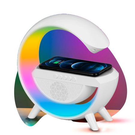 G SPEAKER 4 em 1 Luminária RGB Caixa de Som Bluetooth Carregador Sem fio  por Indução 15W Relógio Despertador Smart Station Bivolt