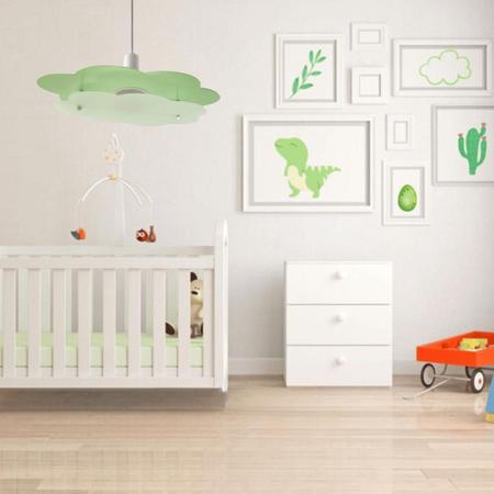 Imagem de Luminária Infantil Pendente - Nuvem Verde - Quarto bebê e Criança