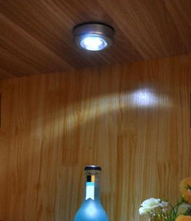Imagem de Luminária Lanterna Parede Teto Armário Estante 3 LEDS De Toque Sem Fio 