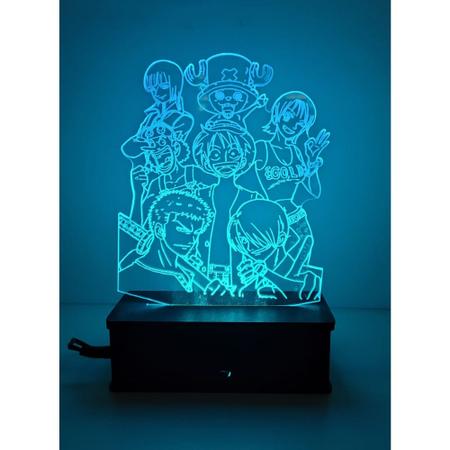 Imagem de Luminária Led 16 cores,  One Piece, Luffy, Sanji, Roronoa Zoro, Usopp, Tony Tony Chopper, Nico Robin