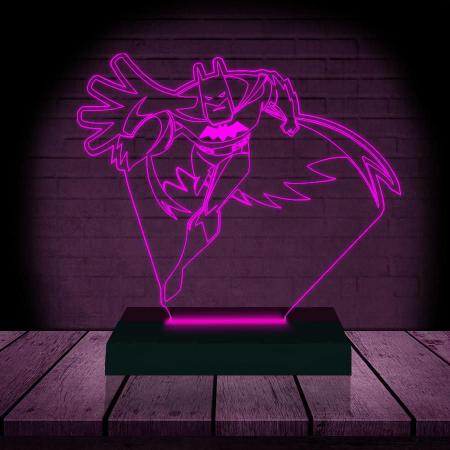 Luminária Led 3D Batman Herói 3 Presente Criativo Decoração - 3D Fantasy Imagem de Luminária Led 3D Batman Herói 3 Presente Criativo Decoração
