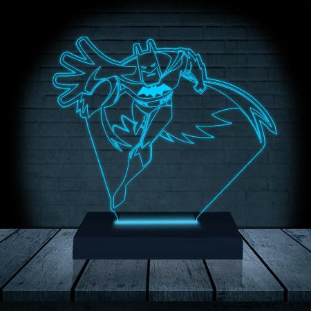 Luminária Led 3D Batman Herói 3 Presente Criativo Decoração - 3D Fantasy Imagem de Luminária Led 3D Batman Herói 3 Presente Criativo Decoração