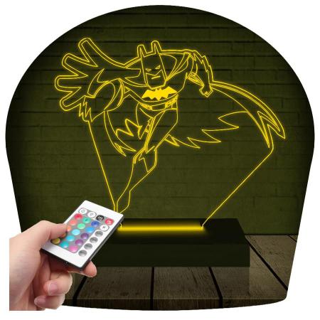 Luminária Led 3D Batman Herói 3 Presente Criativo Decoração - 3D Fantasy Imagem de Luminária Led 3D Batman Herói 3 Presente Criativo Decoração