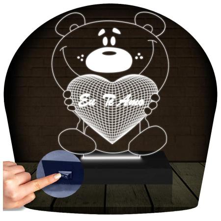 Luminária Led 3D Dia das Mães Ursinho Abajur 1 - 3D Fantasy Imagem de Luminária Led 3D Dia das Mães Ursinho Abajur 1