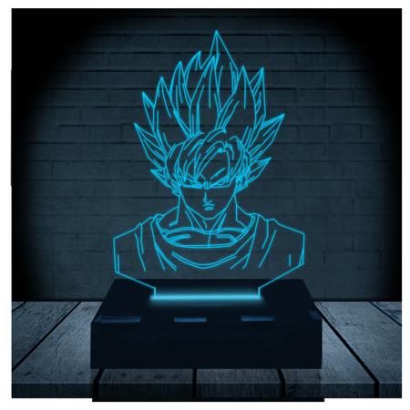 Luminária Led 3d, Goku Super Sayajin 3,16 Cores + controle, Dragon Ball Z,  desenho em Promoção na Americanas