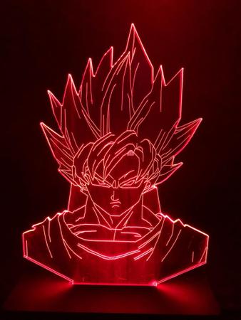 Luminária Led 3d, Goku Super Sayajin 3,16 Cores + controle, Dragon