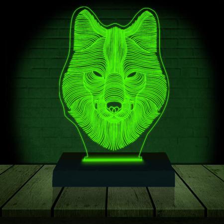 Luminária Led 3D Lobo Abajur 2 - 3D Fantasy Imagem de Luminária Led 3D Lobo Abajur 2