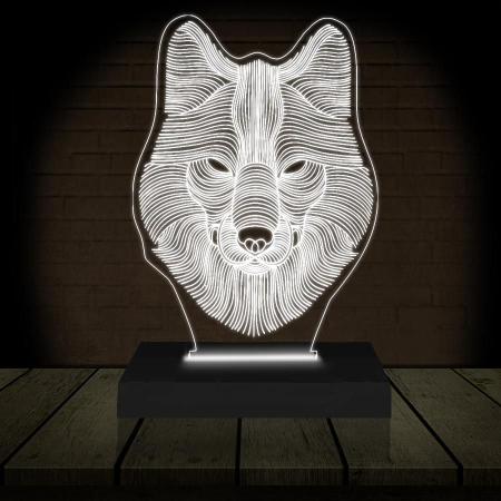 Luminária Led 3D Lobo Abajur 2 - 3D Fantasy Imagem de Luminária Led 3D Lobo Abajur 2