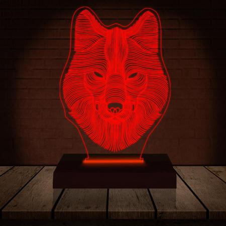 Luminária Led 3D Lobo Abajur 2 - 3D Fantasy Imagem de Luminária Led 3D Lobo Abajur 2