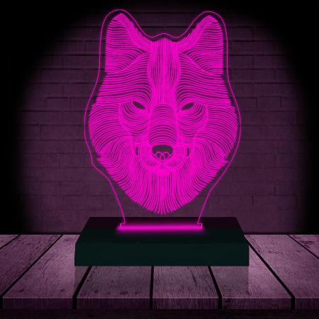 Luminária Led 3D Lobo Abajur 2 - 3D Fantasy Imagem de Luminária Led 3D Lobo Abajur 2