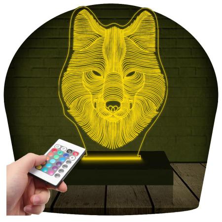 Luminária Led 3D Lobo Abajur 2 - 3D Fantasy Imagem de Luminária Led 3D Lobo Abajur 2