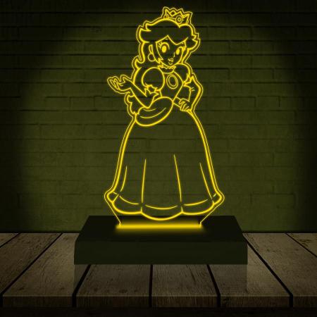 Imagem de Luminária Led 3d  Mario Bros Princesa Peach  Abajur