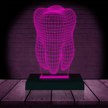 Imagem de Luminária Led Abajur  3D  Dente Dentista