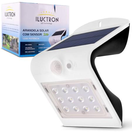 Imagem de Luminária LED Arandela Solar Sensor Presença Acendimento Automático 1,5W 6500K 220 Lúmens Luz Branca