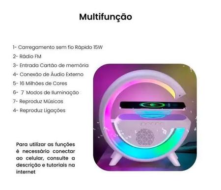 Luminária G Led Rgb Carregador Indução Relogio Despertador em Promoção na  Americanas