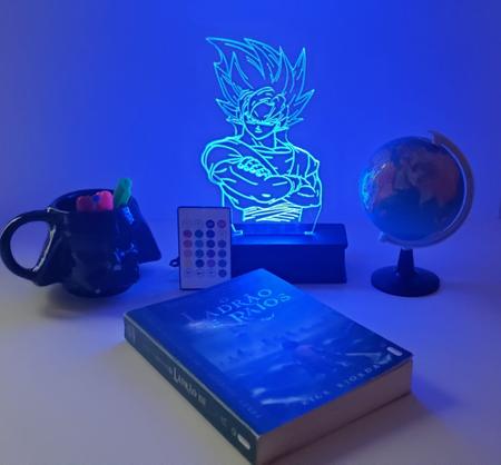 Luminária Led 3D, Gohan, Goku, 16 cores, Filho do Goku, Dragon Ball, Dragon  Ball Z, Abajur