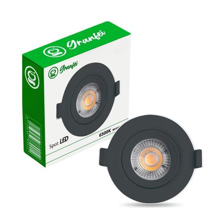 Imagem de Luminária Led Spot 7W Preto Redondo Quadrado Embutido Bivolt