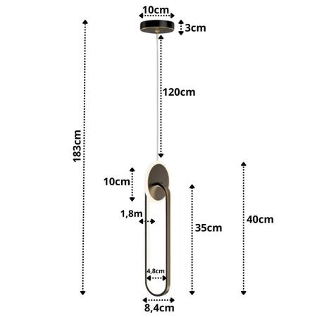 Imagem de Luminária Lustre 183Cm Led 24 Watts Pendente Teto