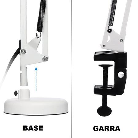 Imagem de Luminária Mesa 2x1 Metal Abajur Lâmpada Base Garra Flex + Lâmpada LED GIMPO 811c