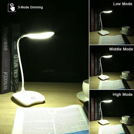Imagem de Luminaria Mesa Flexivel Touch Sem Fio 3 Níveis Luz 14 Led