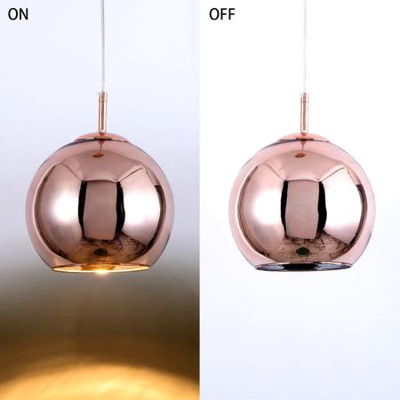 Imagem de Luminária Pendente 15cm Globo Vidro Bola Dixon Led Teto Espelhada Rose Gold Gimpo MH601-15RG