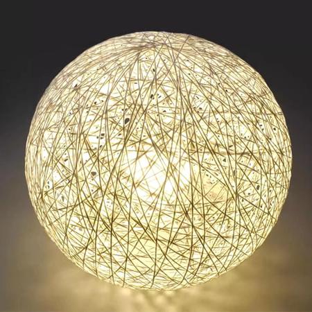 Imagem de Luminária Pendente 30Cm Globo Rattan Natural Lustre Teto