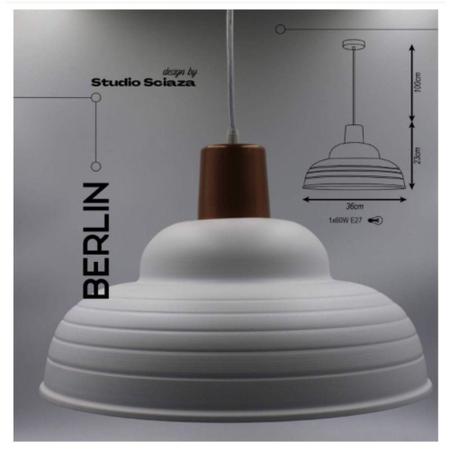 Imagem de Luminária Pendente Cozinha Berlin 36cm Moderno Industrial - Sciaza