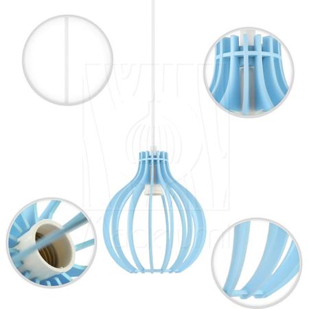 Imagem de Luminária Pendente Duplo Madeira Bali 20cm CR Azul Claro E27