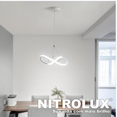 Imagem de Luminária Pendente LED 25W Design Moderno 35cm Luz 3em1 Branco - Nitrolux