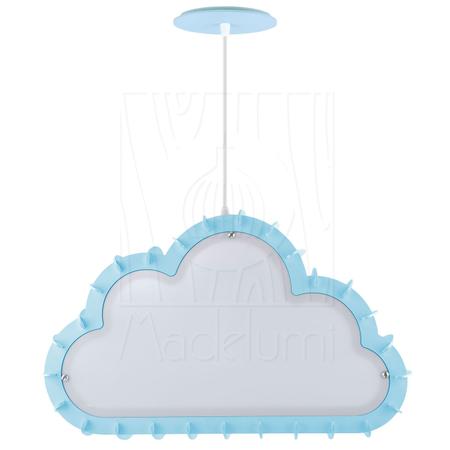 Imagem de Luminária Pendente Madeira Nuvem 50cm Azul Claro Infantil