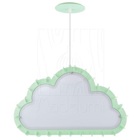 Imagem de Luminária Pendente Madeira Nuvem 50cm Verde Claro Infantil