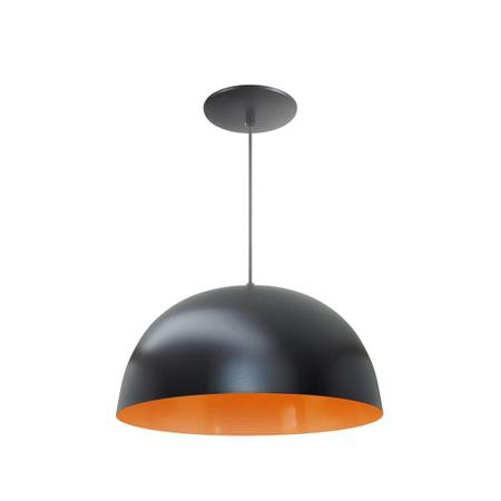 Imagem de Luminária Pendente Meia Lua 24cm Com Interior Laranja Fiação 110/220v