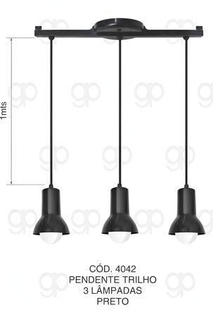 Imagem de Luminaria pendente premium trilho 3 lampadas preto - plastico - gazplast
