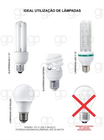 Imagem de Luminaria pendente trilho soquete 2 lampadas (branco) - plastico - gazplast