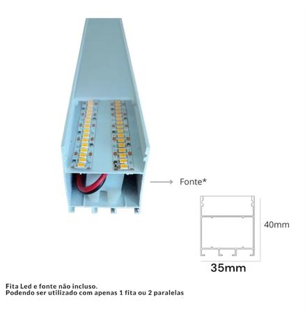 Imagem de Luminária Perfil Led 1m 35mm C/ Fita e Fonte Alojamento