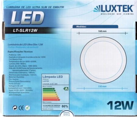 Imagem de Luminária Plafon LED 12w Embutir Branco Frio Redonda - LUXTEK