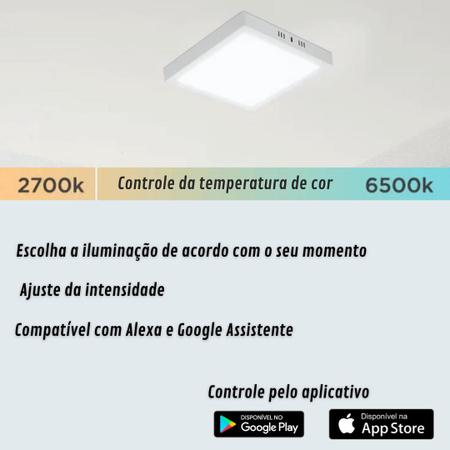 Imagem de Luminária Plafon Painel de LED Smart Inteligente Alexa Google Wi-Fi 18W Quadrado Sobrepor - Taschibra
