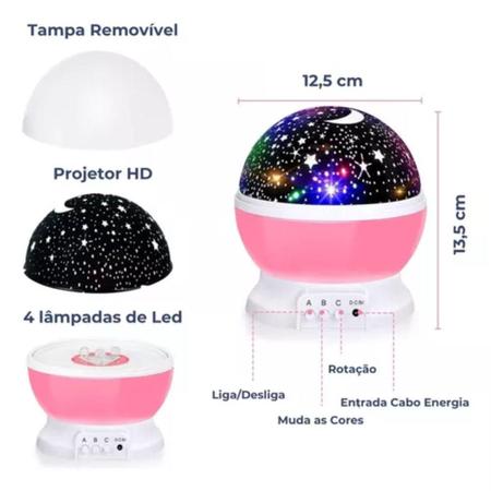 Luminária Projetor De Led Formato Galáxia 360 Recarregável - Zonne Imagem de Luminária Projetor De Led Formato Galáxia 360 Recarregável