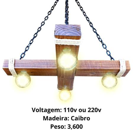 Imagem de Luminária Rustica De Madeira Lustre Pendente De Teto